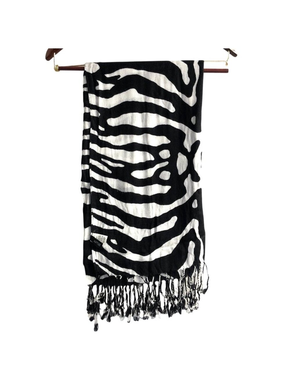APT.9 - WOMENS BLACK/WHITE FRINCH END RECTANGLE SCARF